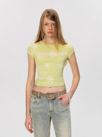 Contrast Floral Print Slim-Fit T-shirt