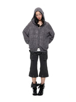 Hooded Mohair Blend Knit Cardigan